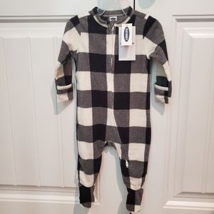 Old Navy Buffalo plaid fleece baby onesie pajamas